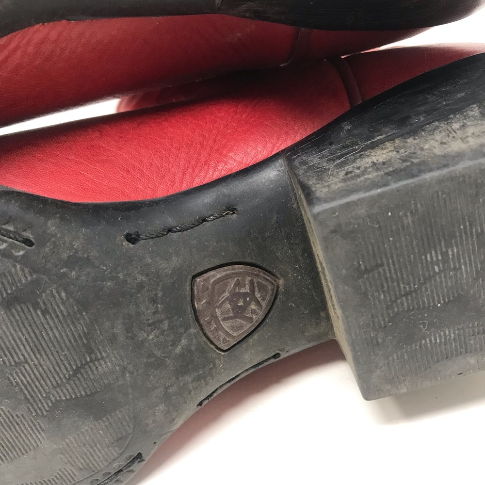 Ariat Red Leather Western Cowgirl Boots Size 8B - Picture 11 of 12